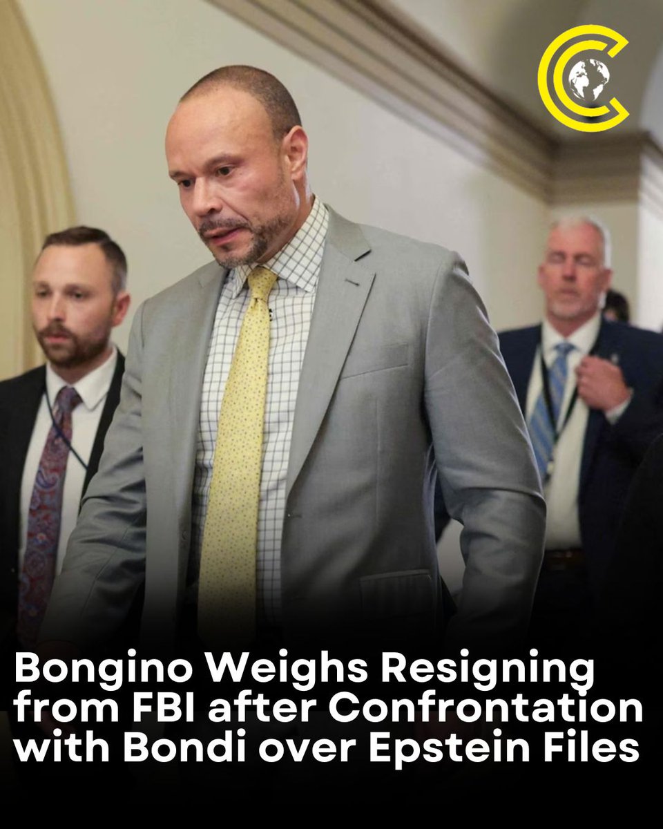 clr_cut's tweet image. Deputy FBI Director Dan Bongino may be on his way out!
Sources say he's considering resigning after a heated clash with AG Pam Bondi over the Justice Department's handling of the Jeffrey Epstein files.
Tensions are rising inside federal law enforcement, as Bongino and FBI…