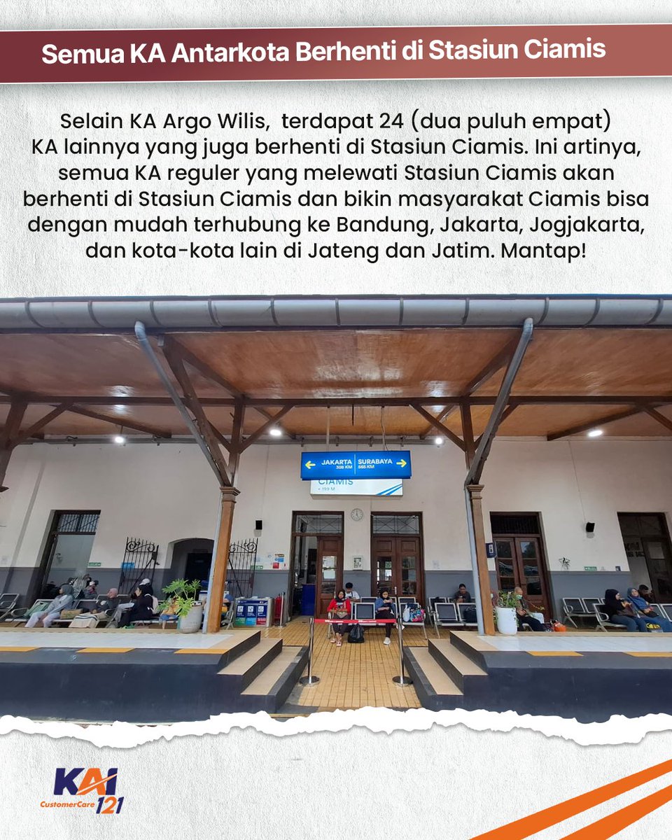 𝗠𝘂𝗹𝗮𝗶 𝟭𝟱 𝗝𝘂𝗹𝗶 𝟮𝟬𝟮𝟱, 𝗞𝗲𝗿𝗲𝘁𝗮 𝗔𝗽𝗶 𝗔𝗿𝗴𝗼 𝗪𝗶𝗹𝗶𝘀 𝗕𝗲𝗿𝗵𝗲𝗻𝘁𝗶 𝗱𝗶 𝗦𝘁𝗮𝘀𝗶𝘂𝗻 𝗖𝗶𝗮𝗺𝗶𝘀 🫶🏻

Warga Ciamis, ada kabar baik nih untuk kalian! Mau ke Bandung? Surabaya? Atau ke kota-kota lain di Jatim dan Jateng, sekarang jadi lebih mudah! 😍
