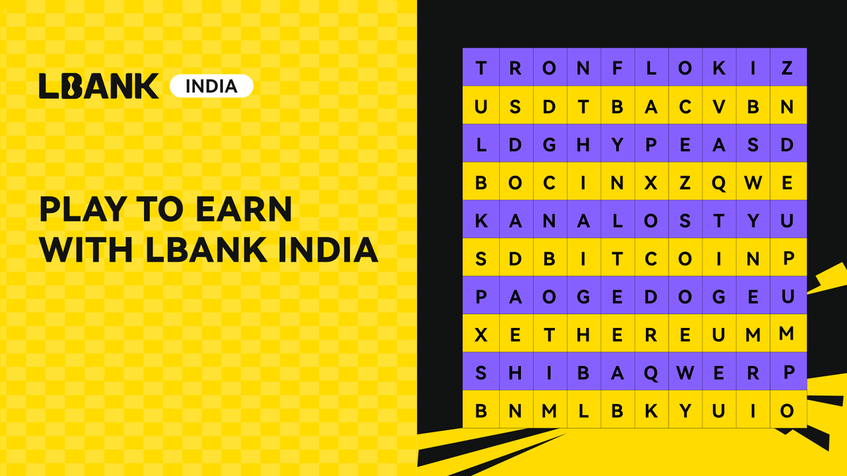 #Crypto Puzzle With #LbankIndia 🇮🇳
🚀
💰$50 (INR 4000+) Prize Pool for 5 lucky winners!
🧩Spot the crypto names in the puzzle
🗓️13th July – 18th July 2025

✅How to Participate:

1️⃣Tag 3 friends &amp; RT
2️⃣Follow
👉Twitter:- x.com/LBankIndia
👉Instagram:-