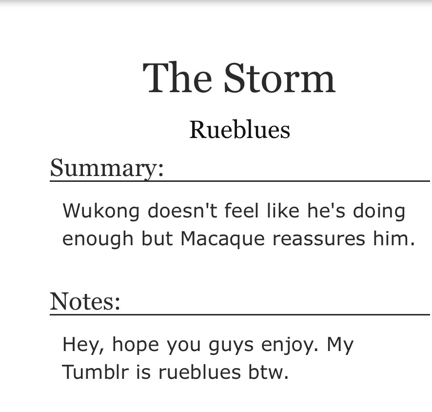 LMK_FanficRecs's tweet image. Fic of the day(265): The Storm by Rueblues on Ao3
-Oneshot
-Gen rating
-Shadowpeach
There’s a storm in the horizon so Wukong asks if Macaque needs shelter; feelings ensue
Link: archiveofourown.org/works/40189011…
#LEGOMonkieKid #shadowpeach