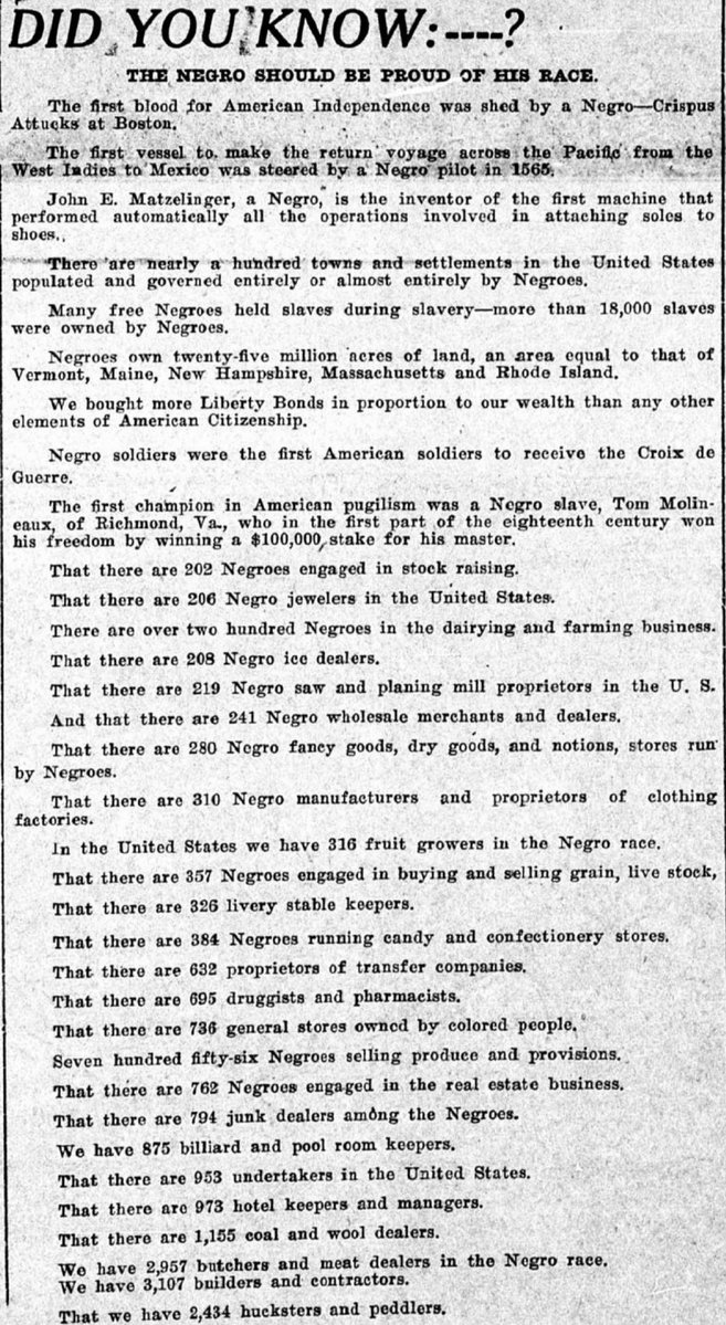 HotepDoobs's tweet image. Did You Know?
The Negro Should be Proud of His Race
📰 1921.