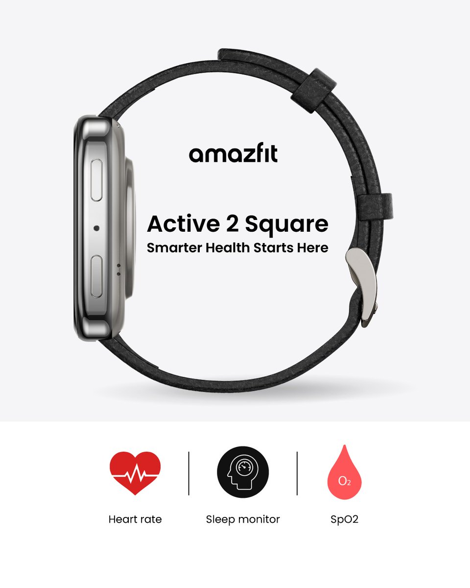 AmazfitIN's tweet photo. Your health, intelligently tracked. The Active 2 Square combines essential health metrics—heart rate, sleep patterns, and SpO2—in one sophisticated device.
Shop now on https://t.co/XbdF0PLaT3 or https://t.co/S3Wy4EOQgU
#SmartWatch #Active2s https://t.co/WOtzMuwmTk
