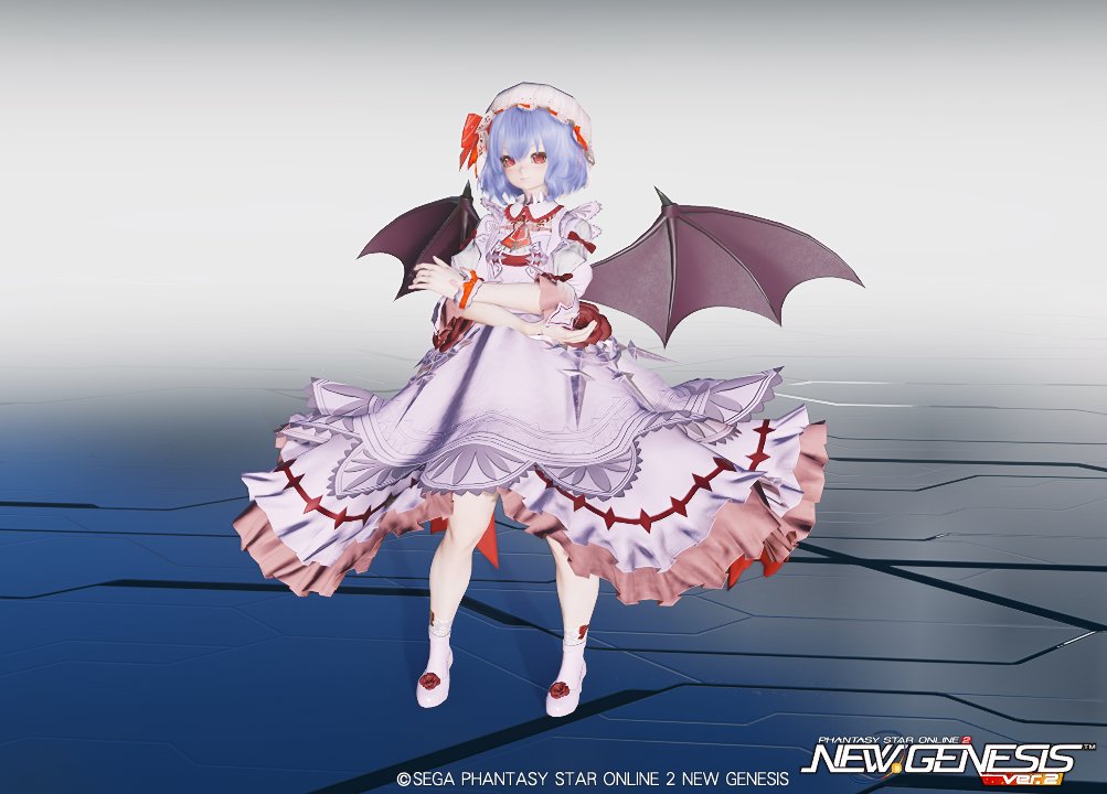東方のレミリアさんっぽい私('ω' )
さすがにこのお方のアイテムは出るはずなので
出し納めになるであろうこの再現
コラボ嬉しい反面、似合うアイテムを集めては
調整を繰り返したコーデが…と切なくもなるジレンマ(´‐` )
#PSO2NGS