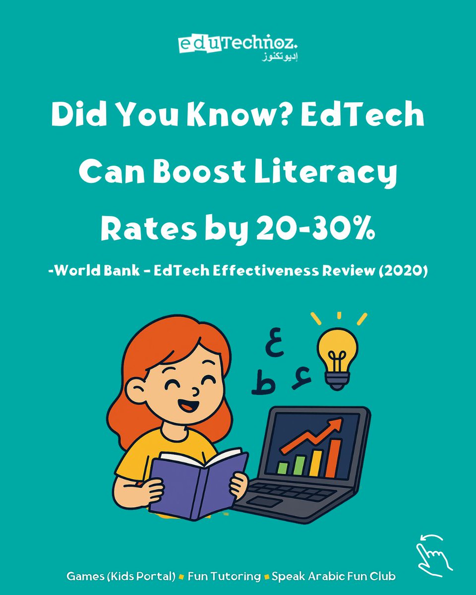 eduTechnoz's tweet image. 𝐓𝐞𝐜𝐡𝐧𝐨𝐥𝐨𝐠𝐲 𝐁𝐨𝐨𝐬𝐭𝐬 𝐋𝐢𝐭𝐞𝐫𝐚𝐜𝐲
We’re not just another app; we’re a research-backed #Arabic literacy program built for real impact.
🔗Link in Bio
#ChildhoodLiteracy #EdTechImpact  #ArabicEducation #KidsLiteracy #eduTechnoz  #learnarabic #LearnArabicOnline