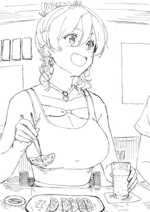 餃子を食べるおニュイ #ソシ絵ール