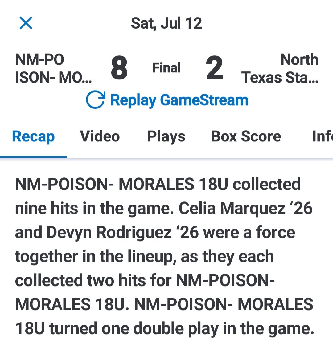 CeliaMarquez25's tweet image. TX Elite Championship, Day 3...✅️ WON all 3 games today! Playing Sunday at 12:05pm @ F10
📍1121 S Austin St, Seguin, TX. Leading the team w/ a .545 BA. @TAMUKSB @SBRRetweets @LineDsoftball @IHartFastpitch @LL7NV @CoastRecruitsSB @PrepSoftball @IHartFastpitch
#FastPitch