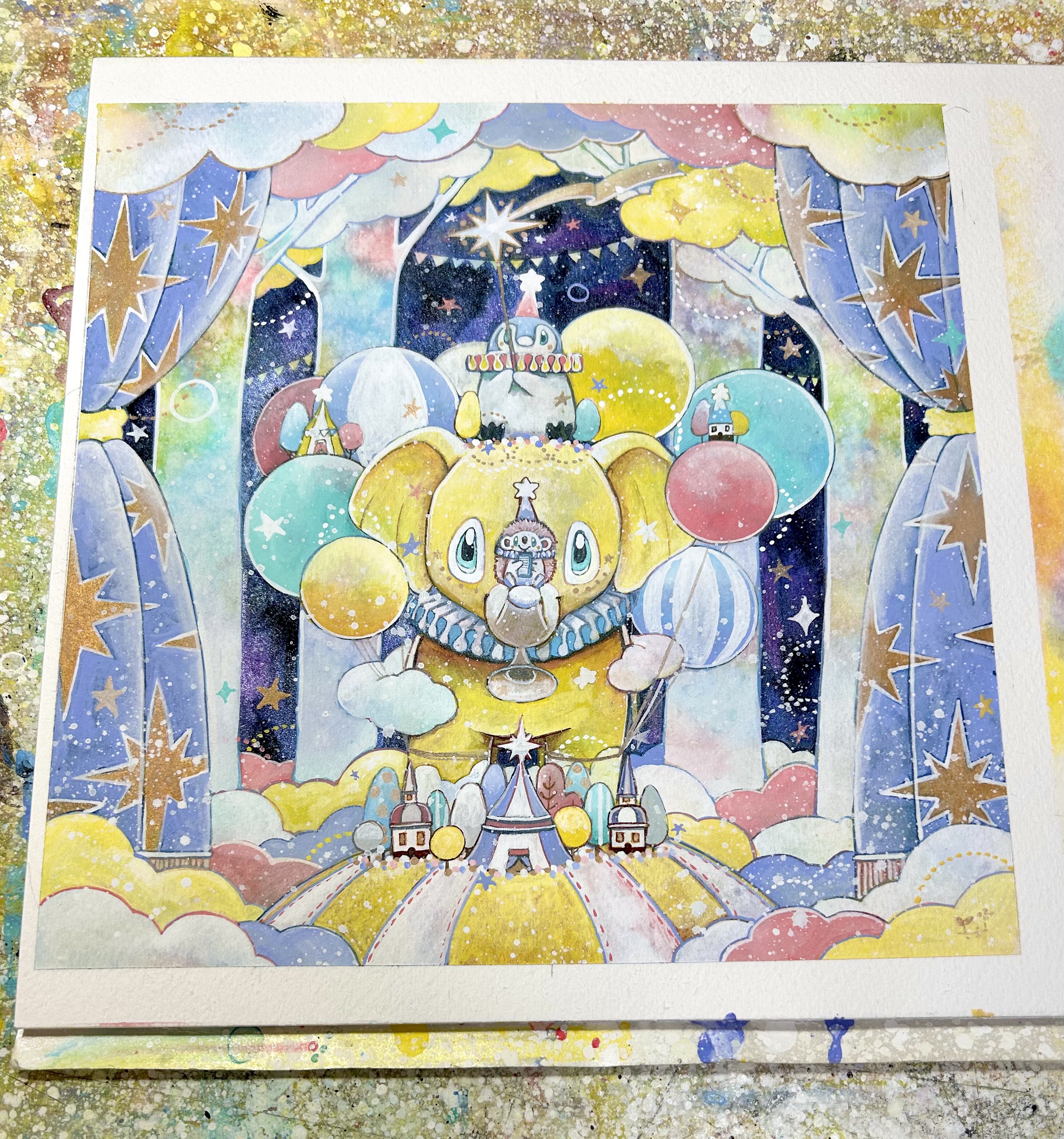 イラストレーター Yosi アクリル画 原画　 超希少な作品　真作　１点もの イラストレーター Yosi アクリル画 原画 超希少な作品 真作 1点もの