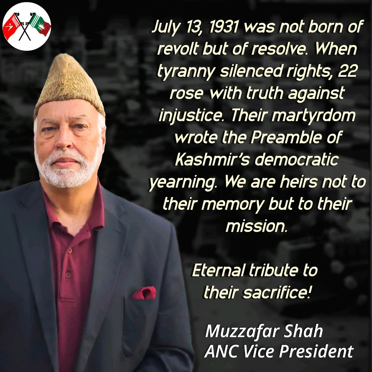 July 13, 1931 was not born of revolt but of resolve. When tyranny silenced rights, 22 rose with truth against injustice. Their martyrdom wrote the Preamble of Kashmir’s democratic yearning. We are heirs not to their memory but to their mission. Eternal tribute to their sacrifice!