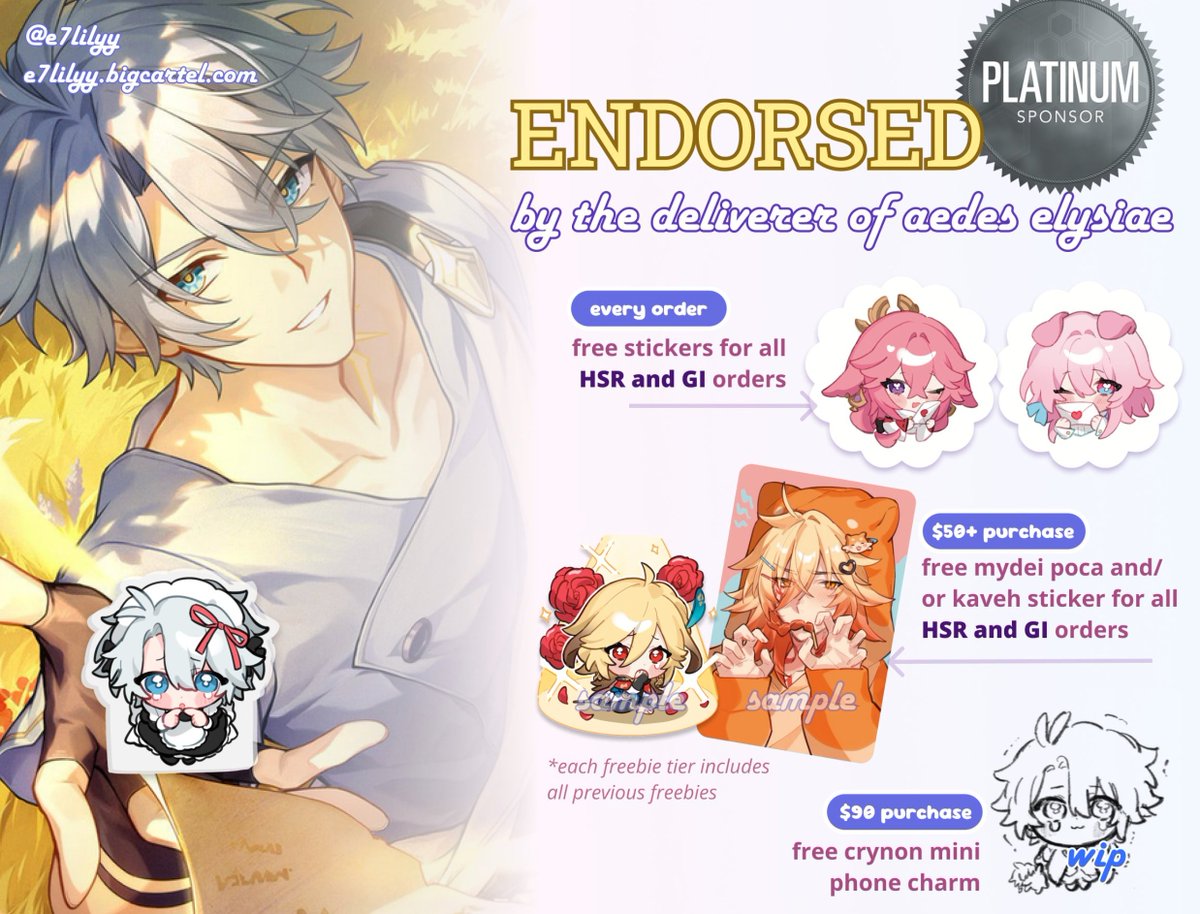 bnharmy's tweet image. [usa go] @e7lilyy july preorder
🎀 price: varies
🎀 items: charms, standees, prints, pcs, stickers
🎀 deadline: july 18 10:00 pm cst

form: forms.gle/VDrppDaf9A5qBd…