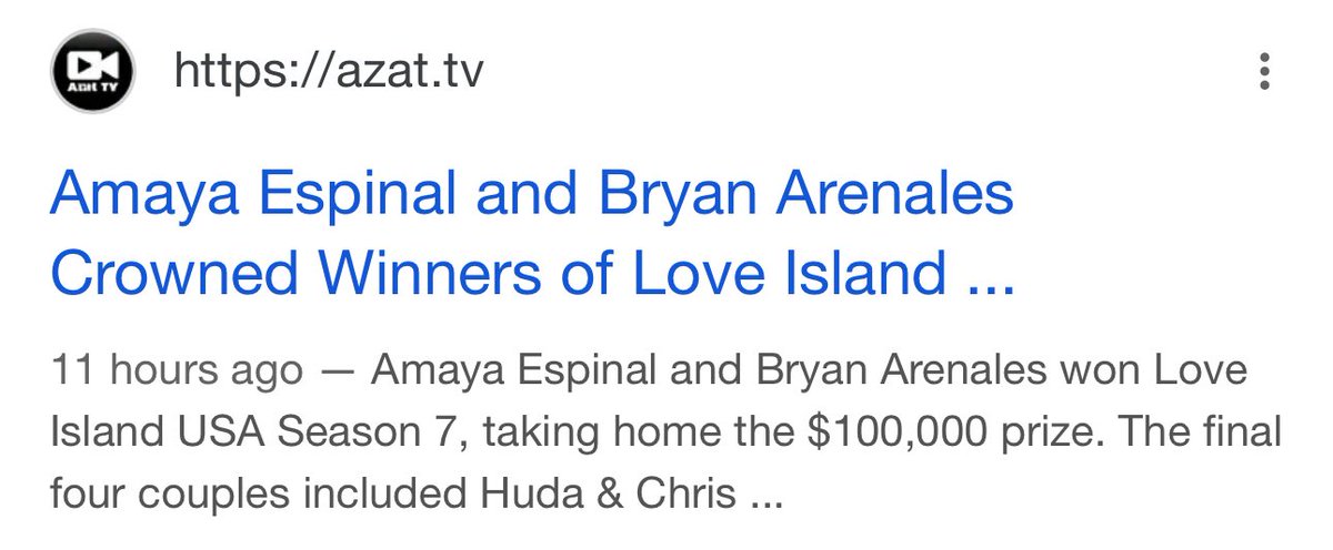 #LoveIslandUSA AMAYA AND BRYAN WON !!!