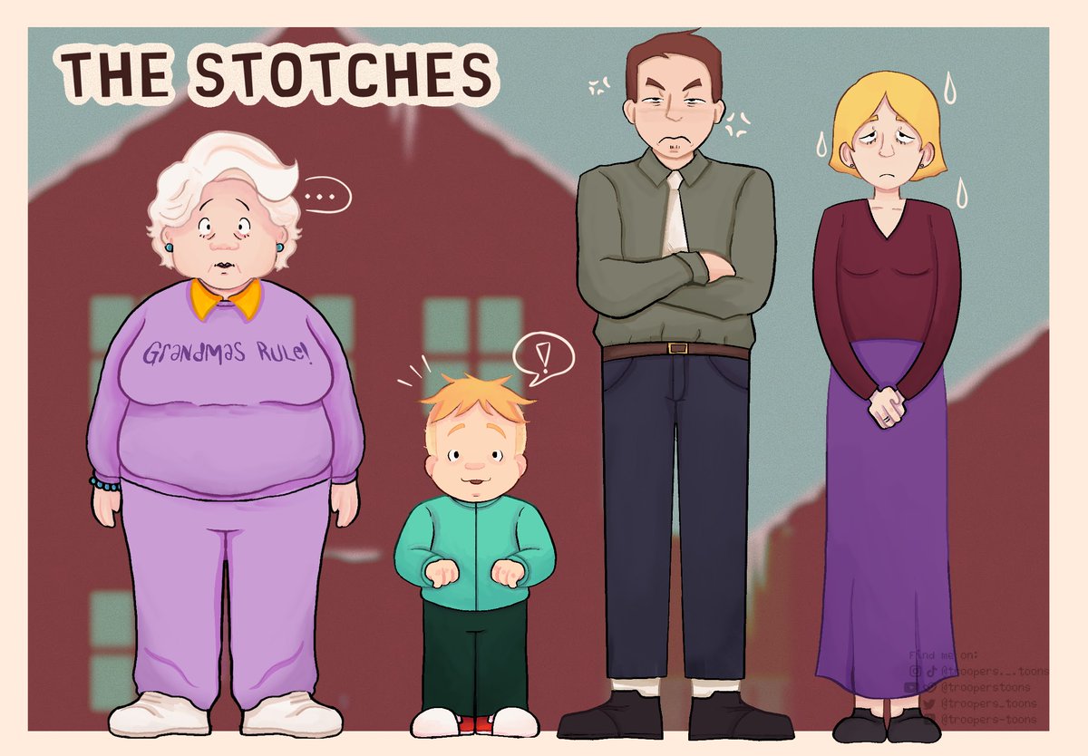 i was redrawing a piece from 2023 and realized I had no idea how I draw Butters' family so here we are and lowkey this was so much fun to do I LOVE character design
.
.
.
#sptwt #southpark