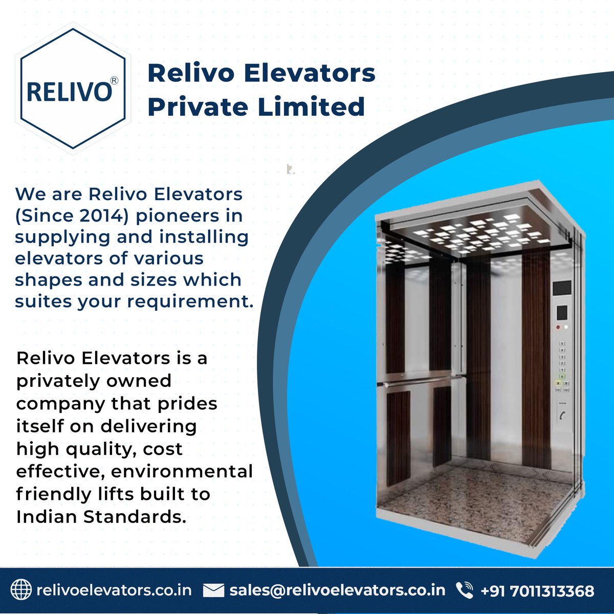 relivo_elevator's tweet image. Relivo Elevators is a privately owned company that prides itself on delivering high quality, cost effective, environmental friendly lifts built to Indian Standards.
📲 Call: +91-70113-13368
🌐 relivoelevators.co.in
#RelivoElevator #Elevator #Smartlift #lift