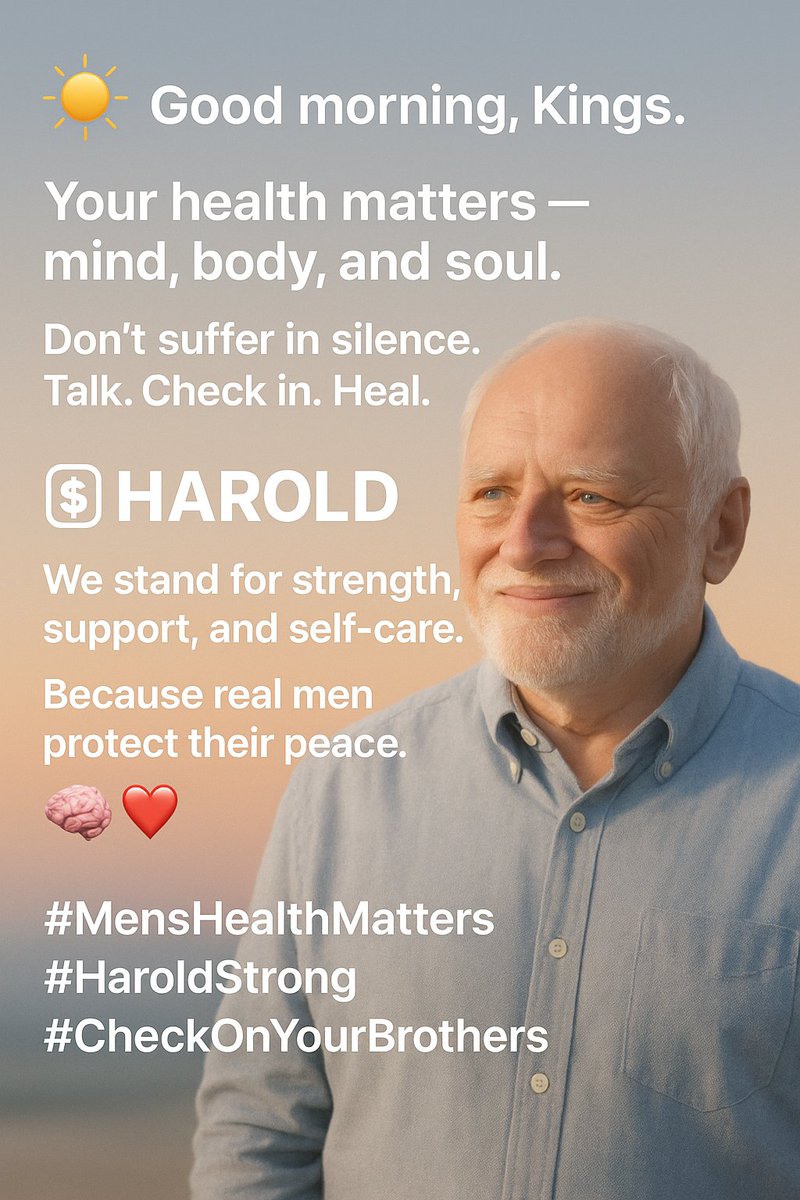 ebbymedics's tweet photo. 🌄 Rise up, men of purpose.
A strong man isn’t one who hides pain — it’s one who faces it and speaks up.

At $HAROLD, we fight for each other.
Check in on your brothers. Prioritize your peace.
💬🧠❤️

#MensHealthAwareness #HaroldStrong #TalklikeHarold https://t.co/IVZ9k0uznq