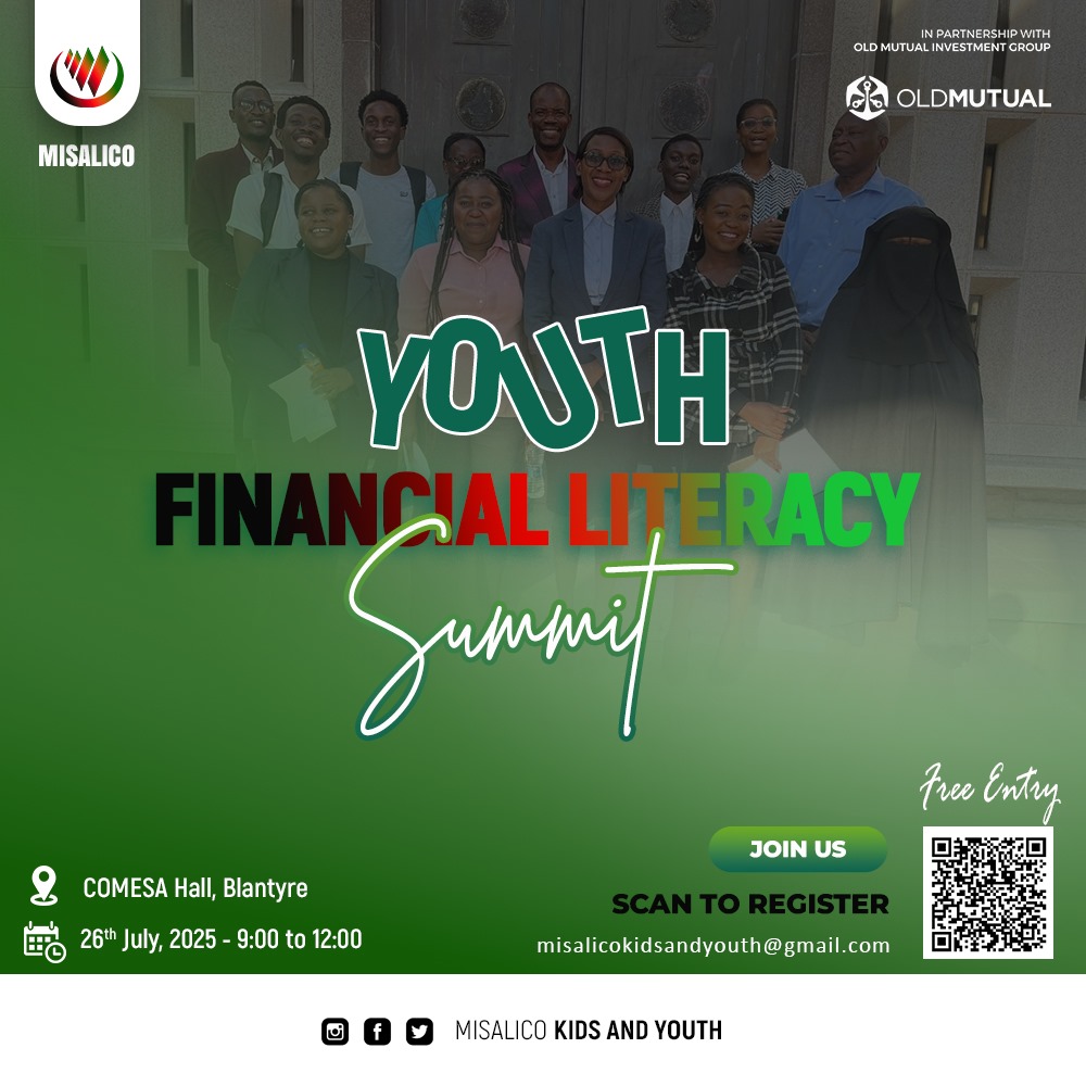 MISALICOMW's tweet photo. Are you a youth aged 16-35 based in Blantyre? Would you like to attend this life changing summit and gain more knowledge on  in the Malawi Stock Exchange Market? MISALICO Kids and Youth in partnership with @OldMutualMalawi  are conducting this financial literacy program. https://t.co/9ZVlVjn4o0