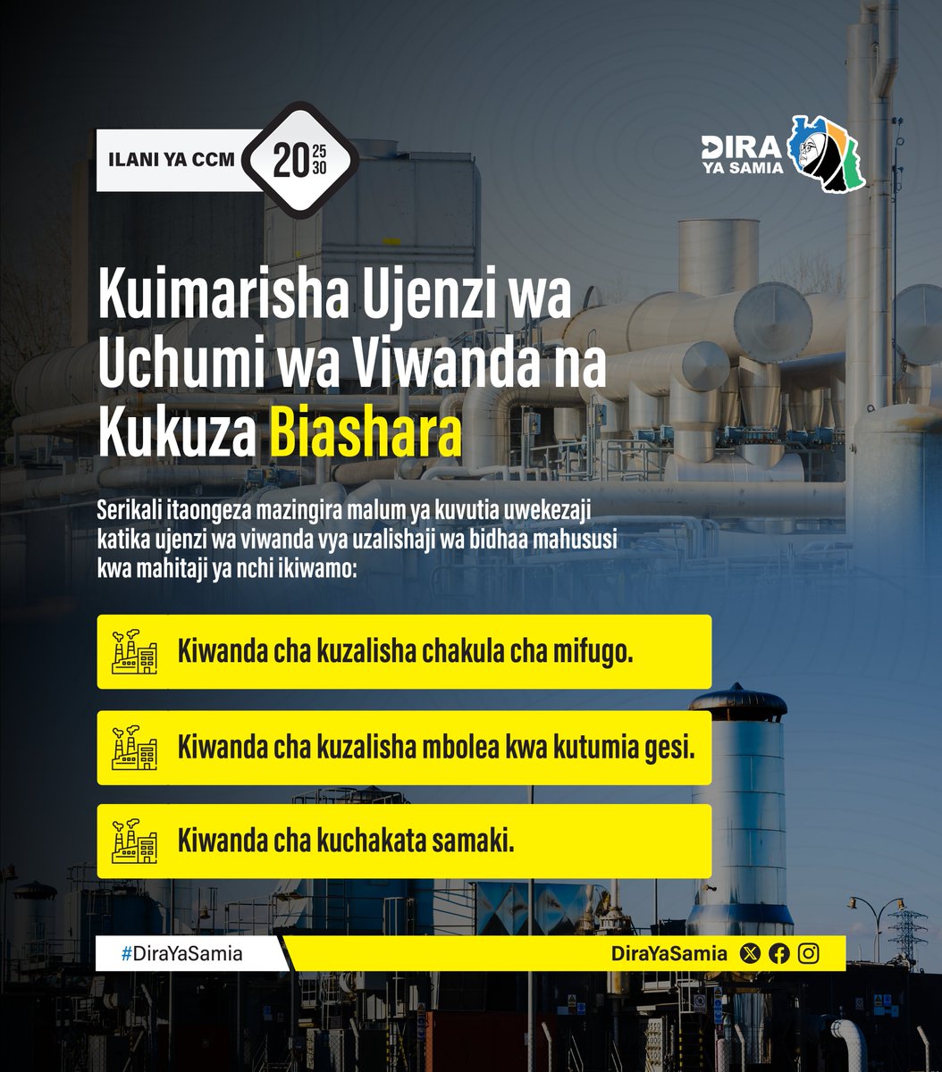 ILANI YA CCM 2025–2030: SERIKALI KUIMARISHA UCHUMI WA VIWANDA NA KUKUZA BIASHARA

Kupitia Ilani ya CCM ya mwaka 2025 hadi 2030, Serikali ya awamu ya sita imekusudia kuendeleza na kuimarisha ujenzi wa uchumi wa viwanda na biashara kwa kuweka mazingira rafiki ya kuvutia wawekezaji