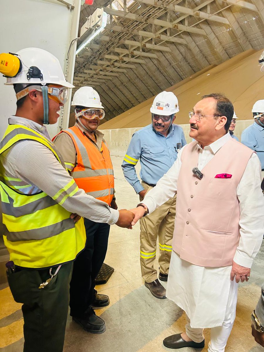 JPNadda's tweet photo. Visited Ma’aden’s impressive phosphate production facilities in Ras Al Khair, Eastern Province, along with representatives from Indian fertilizer companies. We had detailed discussions with the leadership of Ma’aden’s Phosphate Business, led by Chairman Mr. Hassan Al-Ali, to review the ongoing collaboration with Indian partners, particularly the supply of DAP and long-term fertilizer contracts that play a crucial role in supporting India’s agricultural needs.

What truly stood out during the visit was meeting several Indian-origin professionals working at Ma’aden in different capacities. Speaking with them was a warm and enriching experience. Saudi Arabia is home to one of the largest Indian diasporas in the world, with over 2.7 million Indians living and working here. No matter where they are or what role they play, there’s a deep-rooted affection for India that always shines through. It’s always a joy to meet fellow Indians abroad. The shared stories, smiles, and sense of belonging are a reminder of how strong our global community truly is.