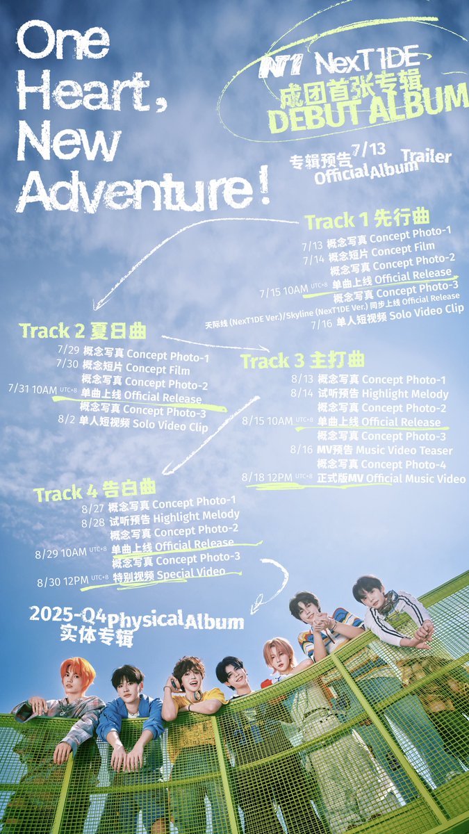 WeTVOfficial's tweet photo. NexT1DE’s Debut Album "One Heart, New Adventure!" Content Schedule

All ohna please join us to kick off this musical adventure! 🎡

#NexT1DE #OneHeartNewAdventure
#WeTV #WeTVAlwaysMore https://t.co/hTxS1BCMXX