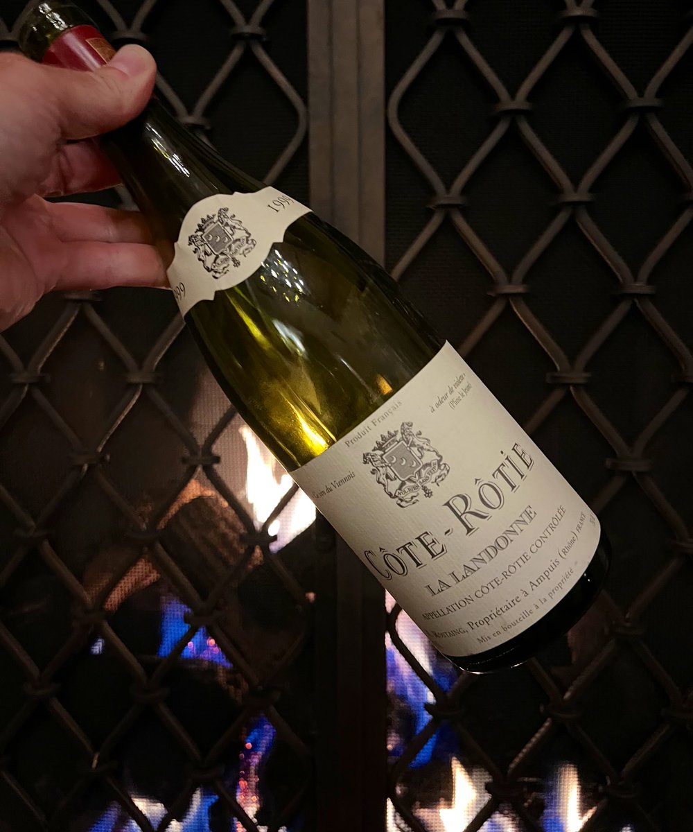 99 Rene Rostaing La Landonne Cote Rotie is an exceptional wine. Strawberry, cranberry, fennel, mint, red peppercorn, spicy mole, oak embers, lavender. Silky texture, bright acid. Drink this elegant La La now, keep 15+ 🔥