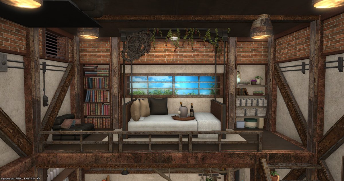 住宅にリノベーションした倉庫をイメージして作りました。

#FF14ハウジング #FF14housing #FF14