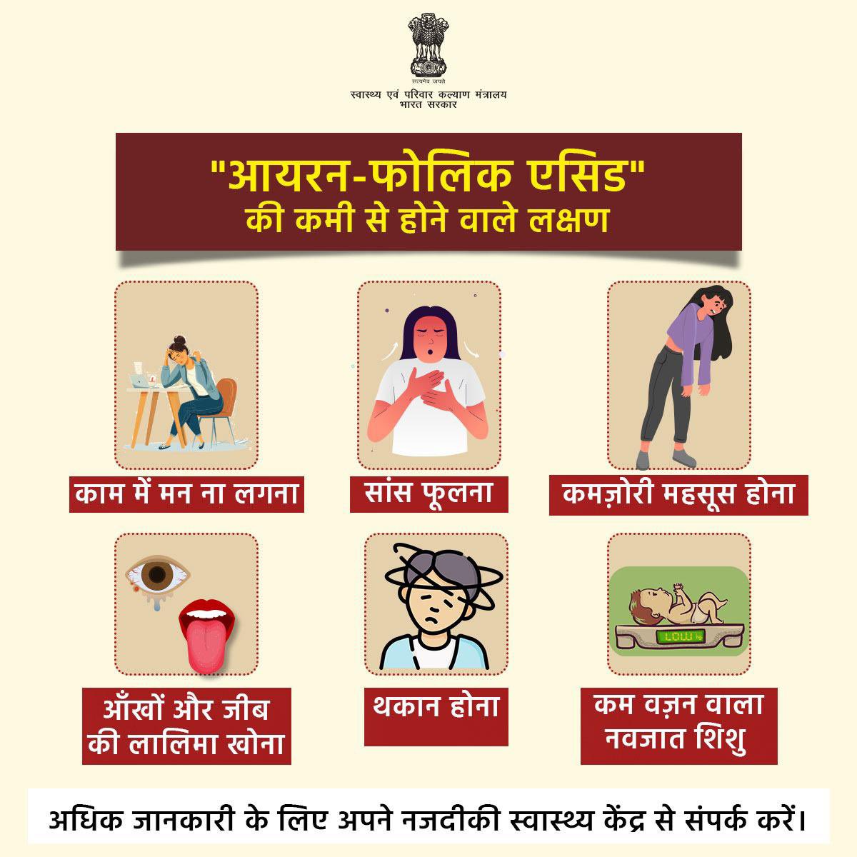 Ministry of Health (@mohfw_india) on Twitter photo рдЖрдпрд░рди-рдлреЛрд▓рд┐рдХ рдПрд╕рд┐рдб рдХреА рдХрдореА рдХреЗ рд▓рдХреНрд╖рдгреЛрдВ рдХреЛ рдирдЬрд╝рд░рдЕрдВрджрд╛рдЬрд╝ рди рдХрд░реЗрдВ!
рдЕрдкрдиреЗ рдирдЬрд╝рджреАрдХреА рд╕реНрд╡рд╛рд╕реНрдереНрдп рдХреЗрдВрджреНрд░ рдкрд░ рдЬрд╛рдПрдВ рдФрд░ рдЬрд╛рдирдХрд╛рд░реА рдкреНрд░рд╛рдкреНрдд рдХрд░реЗрдВред
#HealthForAll рдЖрдпрд░рди-рдлреЛрд▓рд┐рдХ рдПрд╕рд┐рдб рдХреА рдХрдореА рдХреЗ рд▓рдХреНрд╖рдгреЛрдВ рдХреЛ рдирдЬрд╝рд░рдЕрдВрджрд╛рдЬрд╝ рди рдХрд░реЗрдВ!
рдЕрдкрдиреЗ рдирдЬрд╝рджреАрдХреА рд╕реНрд╡рд╛рд╕реНрдереНрдп рдХреЗрдВрджреНрд░ рдкрд░ рдЬрд╛рдПрдВ рдФрд░ рдЬрд╛рдирдХрд╛рд░реА рдкреНрд░рд╛рдкреНрдд рдХрд░реЗрдВред
#HealthForAll