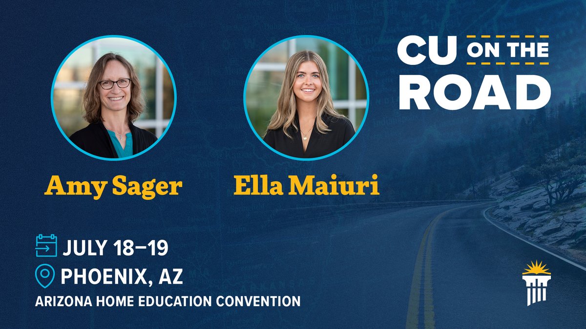 🗓️ Mark your calendars because Amy and Ella are off to Arizona!

Join us at the Arizona Home Education Convention in Phoenix! Stop by from July 18-19! 

🚗 See where our next stop takes us: cedarville.edu/CUontheRoad