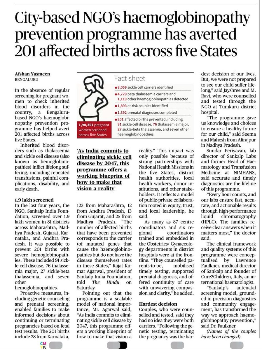 201 families spared a lifetime of pain.
Through our prevention program, we’ve helped avert 201 births affected by thalassemia &amp; sickle cell across 5 states.

Read more in <a href="/the_hindu/">The Hindu</a>: thehindu.com/news/national/…

#StrikeOutThalSickle #SankalpinAction