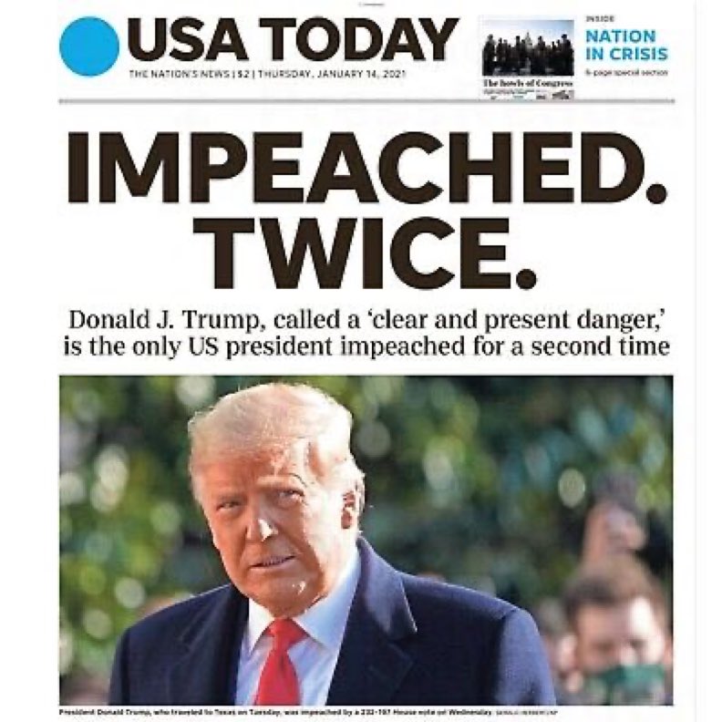 Posting daily
😡 TACO was IMPEACHED TWICE

• EXTORTION of President Zelenskyy

• INCITING INSURRECTION

BOTH TIMES Senate REPUBLICANS failed to remove &amp; disqualify Trump from public office making this CONVINCED FELON and CHILD RAPIST a GLOBAL THREAT!
#TACO
#TrumpImpeachedTWICE