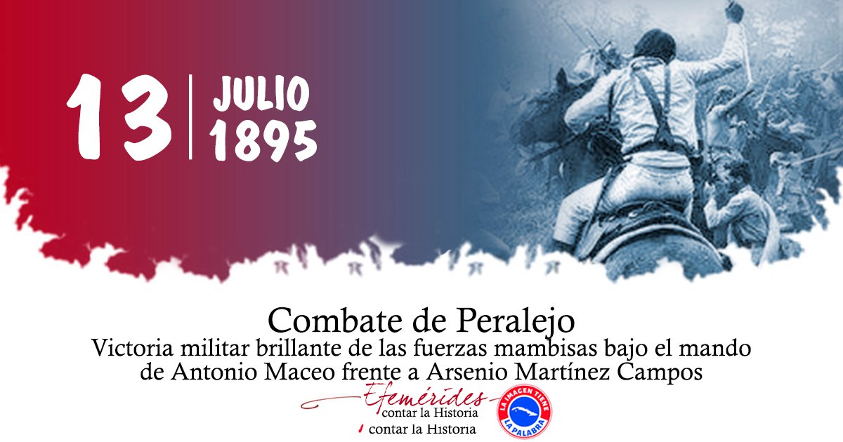 Se conmemora hoy el aniversario 130 de la brillante victoria en Peralejo de los mambises comandados por Antonio Maceo ante las tropas coloniales del capitán general Arsenio Martínez Campos. #CubaViveEnSuHistoria y se enorgullece de ella.