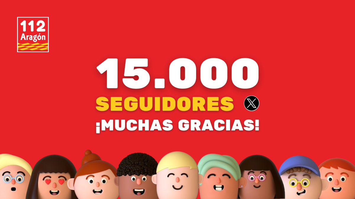 112Aragon's tweet photo. ☺️ ¡Hemos superado los 15.000 seguidores en X! ¡Gracias por vuestro interés en las #emergencias de #Aragón!

ℹ️ Os recordamos que este canal es solo para información. 

Si tenéis una emergencia, llamad al 📲1⃣1⃣2⃣. https://t.co/1F4sV1t3en