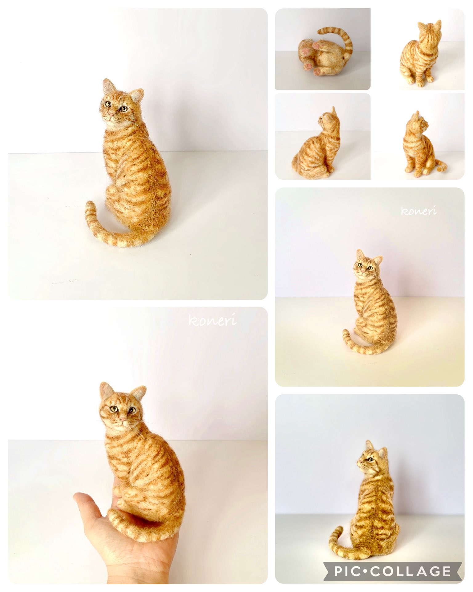 ✿羊毛フェルト✿茶トラ猫ちゃん✿ハート✿赤✿ 羊毛フェルト 猫科 トラの赤ちゃん｜羊毛フェルト