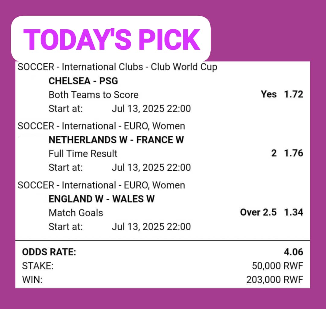 Todayz_Pick's tweet image. SUNDAY PICK...............
TOTAL ODDS: 4+🔥
80% Trusted...................
BetPAWA: T918MKM
betpawa.ug/?bookingCode=T…
