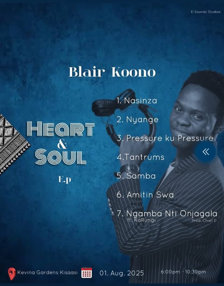 frontrowtikets's tweet photo. Get ready to vibe with Blair Koono's Heart and Soul EP listening party, where you'll get to experience the latest sounds from this talented artist. Join us for an unforgettable night of music, mingling, and fun at Kevina Gardens, Kisaasi on 1st August. Link for the ticket in bio https://t.co/89HPXB4kp0