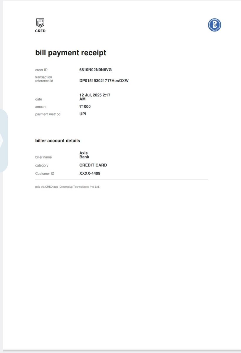 DoghraT's tweet photo. @CRED_support 
My transaction successful but not received My bank https://t.co/imtWaPr0C4