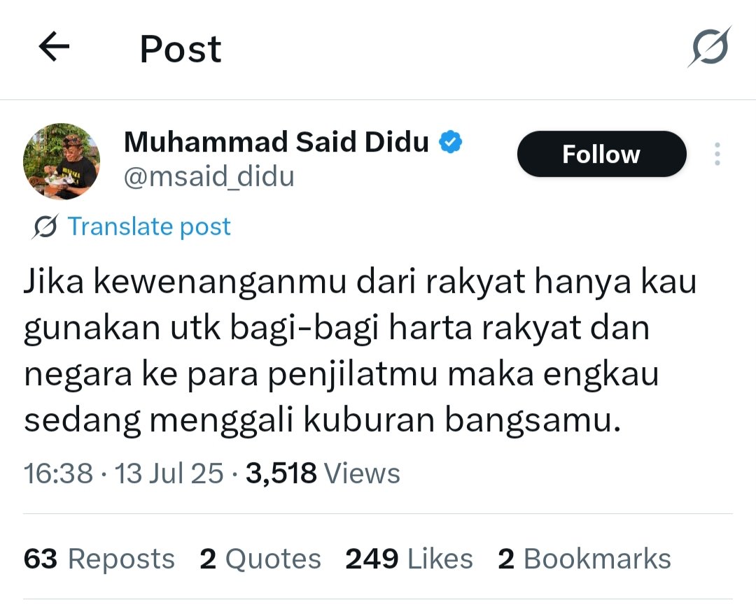 Bala Purik (@balapurik) on Twitter photo Imbas dari gagalnya upaya "menjilat" demi mendapatkan jabatan, <a href="/msaid_didu/">Muhammad Said Didu</a> mulai nyenggol Pak Prabowo. Imbas dari gagalnya upaya "menjilat" demi mendapatkan jabatan, <a href="/msaid_didu/">Muhammad Said Didu</a> mulai nyenggol Pak Prabowo.