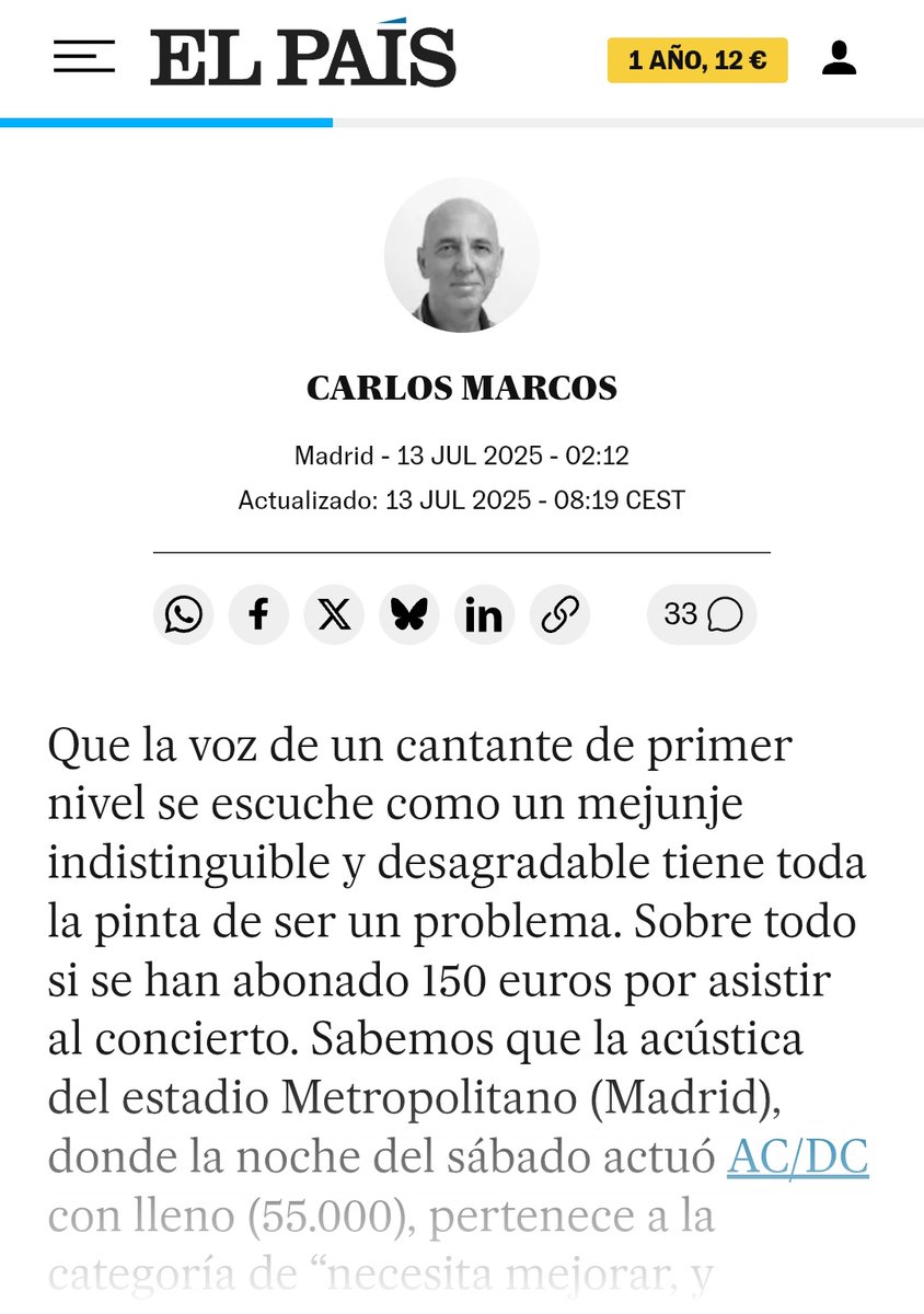 Imagina no ir al concierto, imagina que tengas la obligación de escribir un dictado por qué tu dueño tenga el interés económico en celebrar conciertos en el centro comercial castellana.
Imagina ser imbécil.