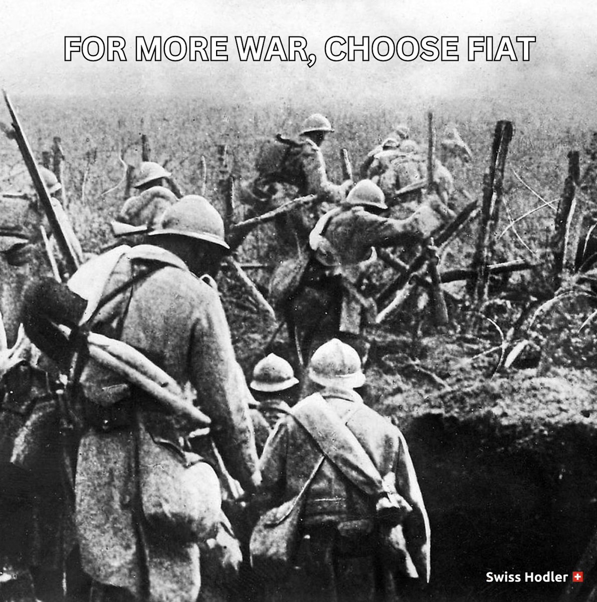 SwissHodler's tweet image. They told us war was normal.
That it would never end.
That some men must always die,
So others can stay in power.
They didn’t ask us.
They just printed the money,
inflated our savings,
and sent our children to fight.
We built,
and they burned.
We worked,
and they stole.
And…