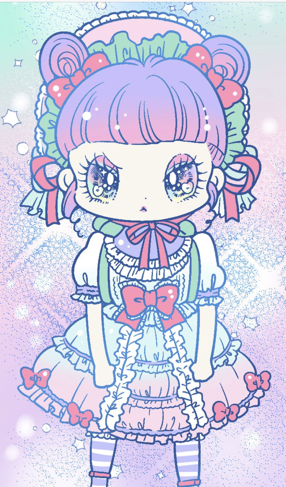 せきやゆりえ　おんなのこ　ペン画　原画 せきやゆりえ個展「キラキラおめめのおんなの子」展 | pixiv Zingaro