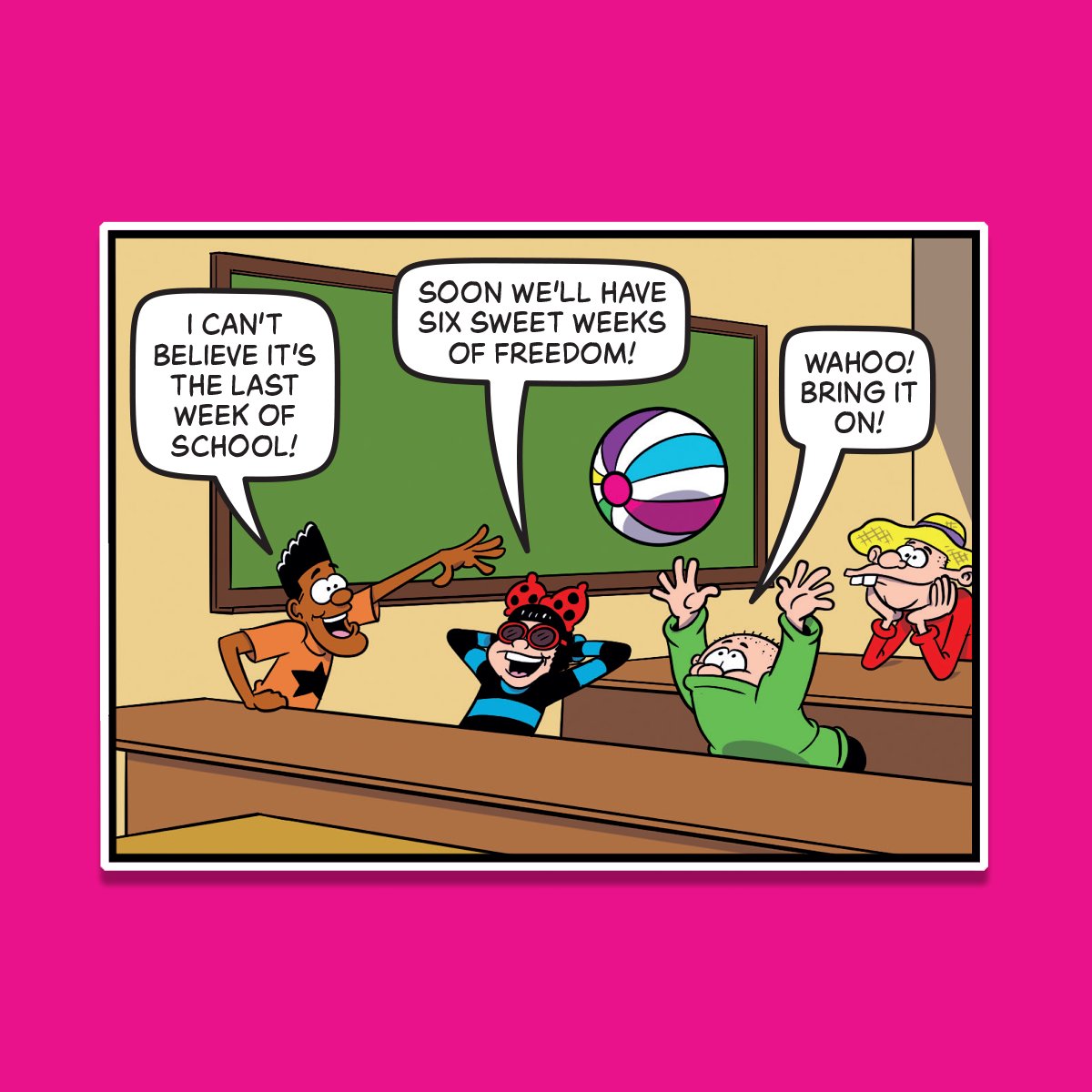 BeanoOfficial's tweet image. Summer’s here! Teachers are kicking back, while Beano parents are buckling up for the wild ride! ☀️