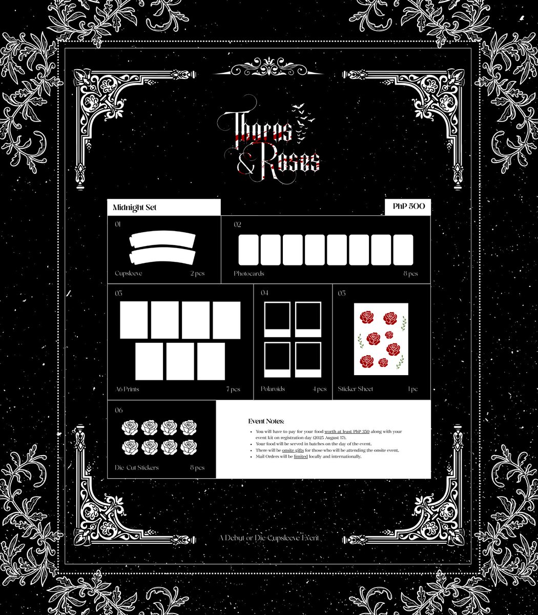 houseoffools's tweet image. 【 Event Kit Preview 】
The hour grows near, and the preparations have been set.
Peer into the darkness where your choices await. Here are the curated event kits for the discerning and the damned 🩸
#DMJCSE2025 #DebutOrDieCSE
