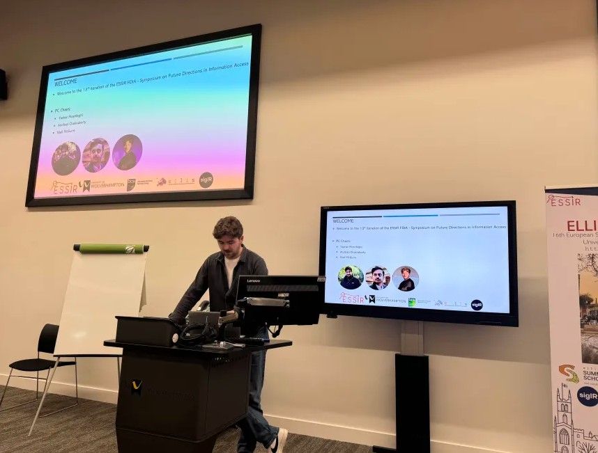 NeuraSearch Laboratory (@neurasearchlab) on Twitter photo On Wednesday, July 9th, our group head <a href="/YashMosh/">Yashar Moshfeghi</a> , PhD student <a href="/McguireNiall/">Niall McGuire</a>, and fellow PC member Anirban Chakraborty lead the 13th FDIA (Symposium on Future Directions in Information Access) at the 16th ELLIS ESSIR Summer School. On Wednesday, July 9th, our group head <a href="/YashMosh/">Yashar Moshfeghi</a> , PhD student <a href="/McguireNiall/">Niall McGuire</a>, and fellow PC member Anirban Chakraborty lead the 13th FDIA (Symposium on Future Directions in Information Access) at the 16th ELLIS ESSIR Summer School.
