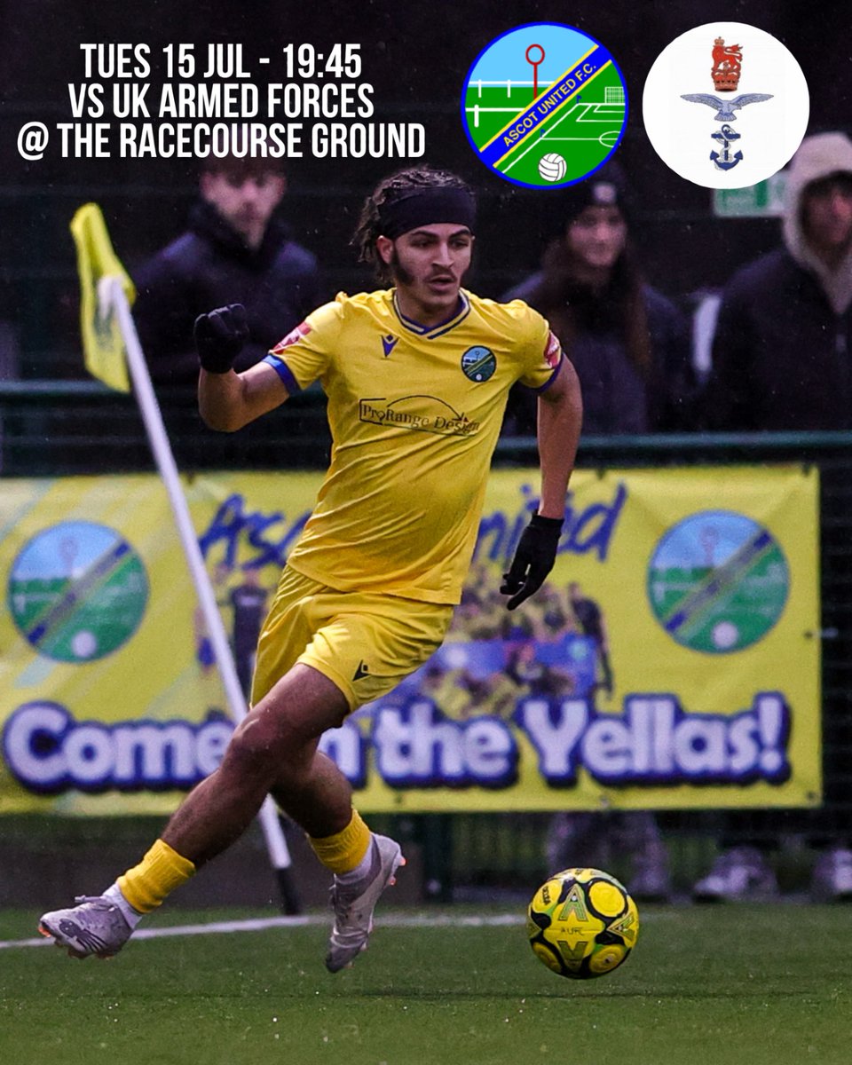 Ascot United FC (@ascotunitedfc) on Twitter photo ๐๐จ๐ซ๐ ๐ฆ๐ข๐๐ฐ๐๐๐ค ๐๐จ๐จ๐ญ๐๐๐ฅ๐ฅ ๐๐๐ฅ๐ฅ๐๐ฌ!
Tues 15 Jul - 19:45
vs <a href="/UKArmedForcesFA/">UKAF Football</a>ย
The Racecourse Ground, SL5 7LJ
ยฃ5 Adults, ยฃ3 Conc, ยฃ1 U18's
Get your tickets here - f.mtr.cool/wrpozkgtpk
#WeAreAscot #UpTheYellas๐๐ ๐๐จ๐ซ๐ ๐ฆ๐ข๐๐ฐ๐๐๐ค ๐๐จ๐จ๐ญ๐๐๐ฅ๐ฅ ๐๐๐ฅ๐ฅ๐๐ฌ!
Tues 15 Jul - 19:45
vs <a href="/UKArmedForcesFA/">UKAF Football</a>ย
The Racecourse Ground, SL5 7LJ
ยฃ5 Adults, ยฃ3 Conc, ยฃ1 U18's
Get your tickets here - f.mtr.cool/wrpozkgtpk
#WeAreAscot #UpTheYellas๐๐