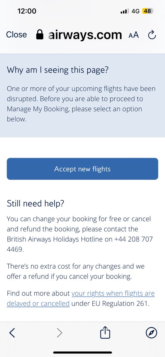 wright_janssen's tweet photo. @British_Airways can you tell me why when i have rejected your option of a 21:15 flight when you cancelled my 07:35 flight that the number you provide to get a refund doesn’t exist? https://t.co/P7hPZuncKn