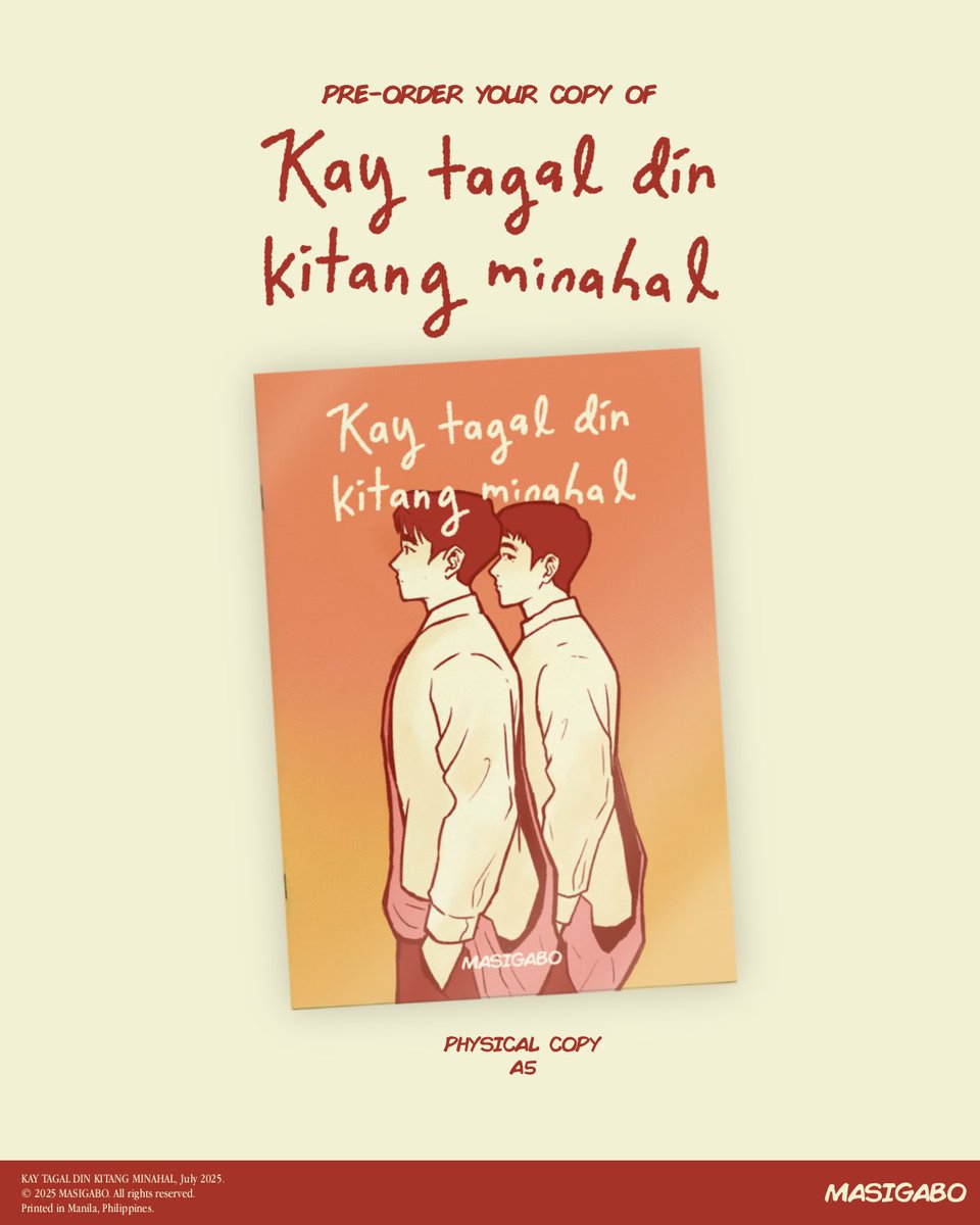 masigabo's tweet image. Hi! Finally opening pre-orders for a printed copy of my mini comic, Kay tagal din kitang minahal, as well as a folded poster of the memories spread :) 🌻🌻🌻
Get them here 🛒 bit.ly/KayTagalDin