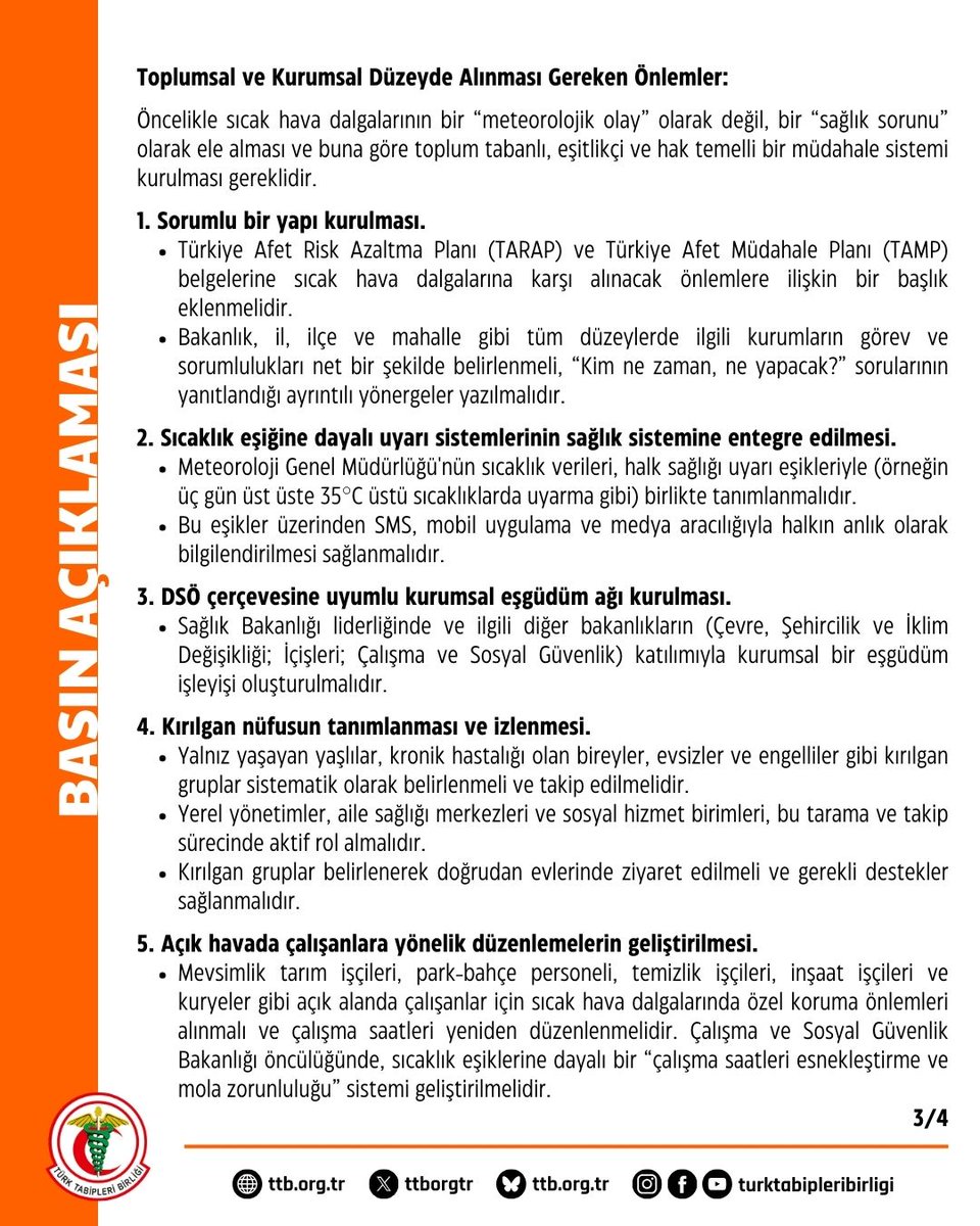 ttborgtr's tweet image. Aşırı Sıcaklar ve Sıcak Hava Dalgaları Sağlığımızı Etkiliyor!
👇
ttb.org.tr/845ykxa