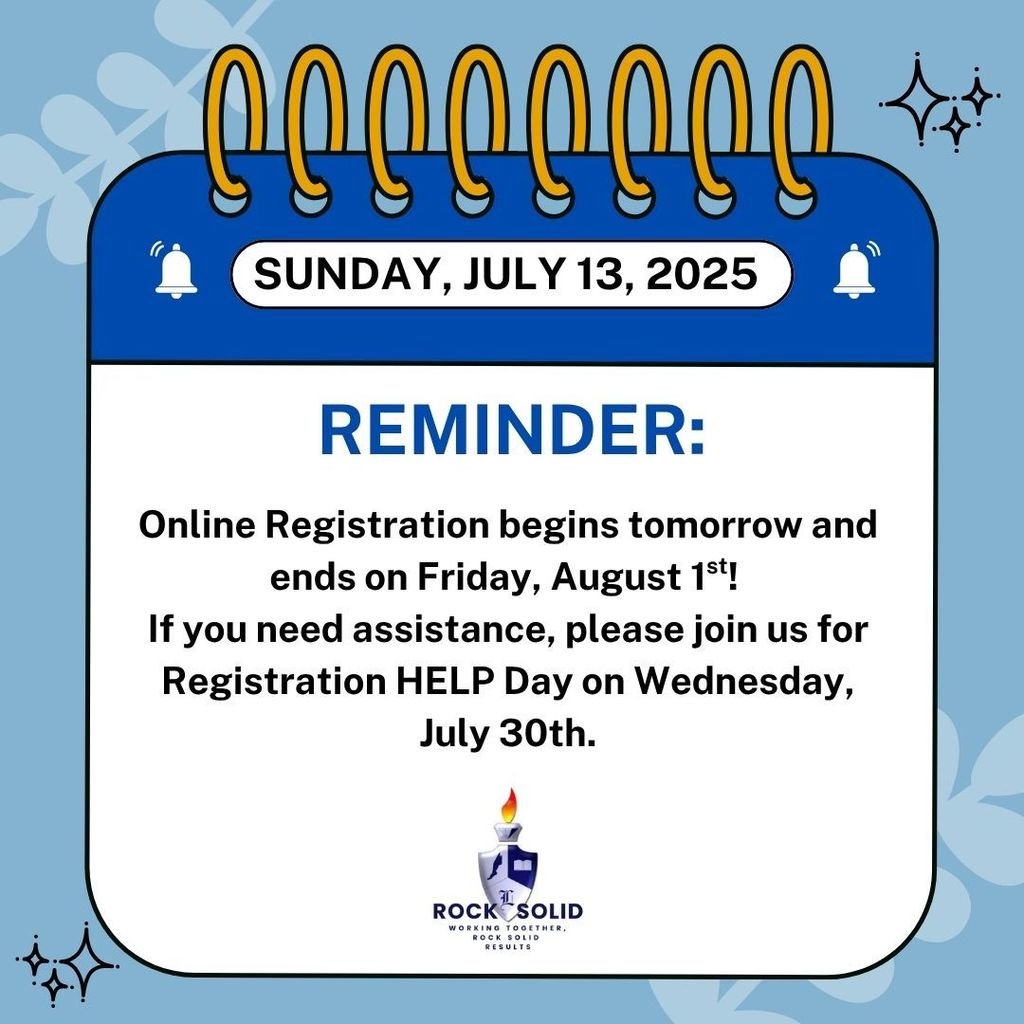 Remember to register your Freshman, Sophomore, Junior and Senior students starting tomorrow! All new AND returning students must register!