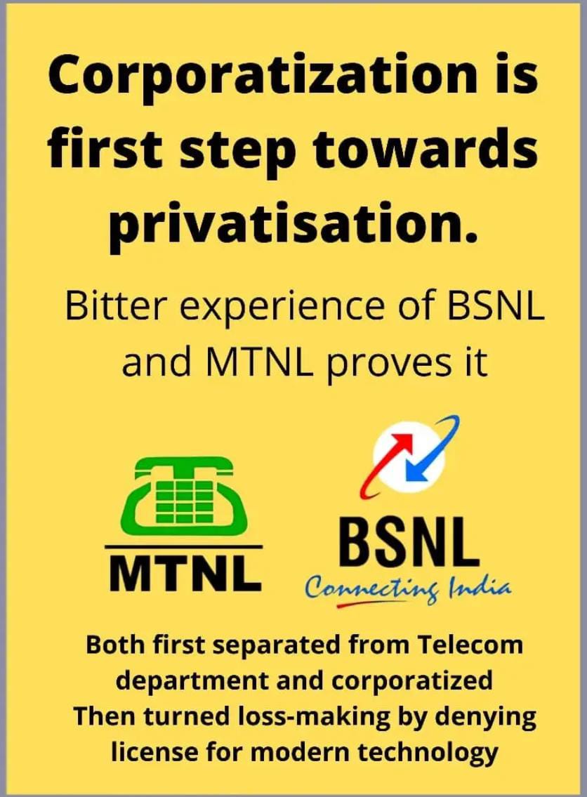 BSNL Employees Union MH Circle (@bsnlunionmh) on Twitter photo सरकार ही खुद BSNL और MTNL को खतम करना चाहती है । झुटे रिविवाल पॅकेज के नाम पर हजारो करोड रुपया देने का नाटक हो रहा है । जो संघटन कंपनी और कर्मचारी के हित में बात करे ऊसे कंपनी विरोधी बता कर धमकाया जा रहा है । AUAB को फिरसे एकजूट होने की जरूरत है ।
<a href="/sneachq/">Sanchar Nigam Executives' Association (SNEA)</a>
<a href="/aigetoachq/">AIGETOA , Recognised Association of BSNL</a>
<a href="/NFTE_BR/">NFTE BIHAR CIRCLE</a> सरकार ही खुद BSNL और MTNL को खतम करना चाहती है । झुटे रिविवाल पॅकेज के नाम पर हजारो करोड रुपया देने का नाटक हो रहा है । जो संघटन कंपनी और कर्मचारी के हित में बात करे ऊसे कंपनी विरोधी बता कर धमकाया जा रहा है । AUAB को फिरसे एकजूट होने की जरूरत है ।
<a href="/sneachq/">Sanchar Nigam Executives' Association (SNEA)</a>
<a href="/aigetoachq/">AIGETOA , Recognised Association of BSNL</a>
<a href="/NFTE_BR/">NFTE BIHAR CIRCLE</a>