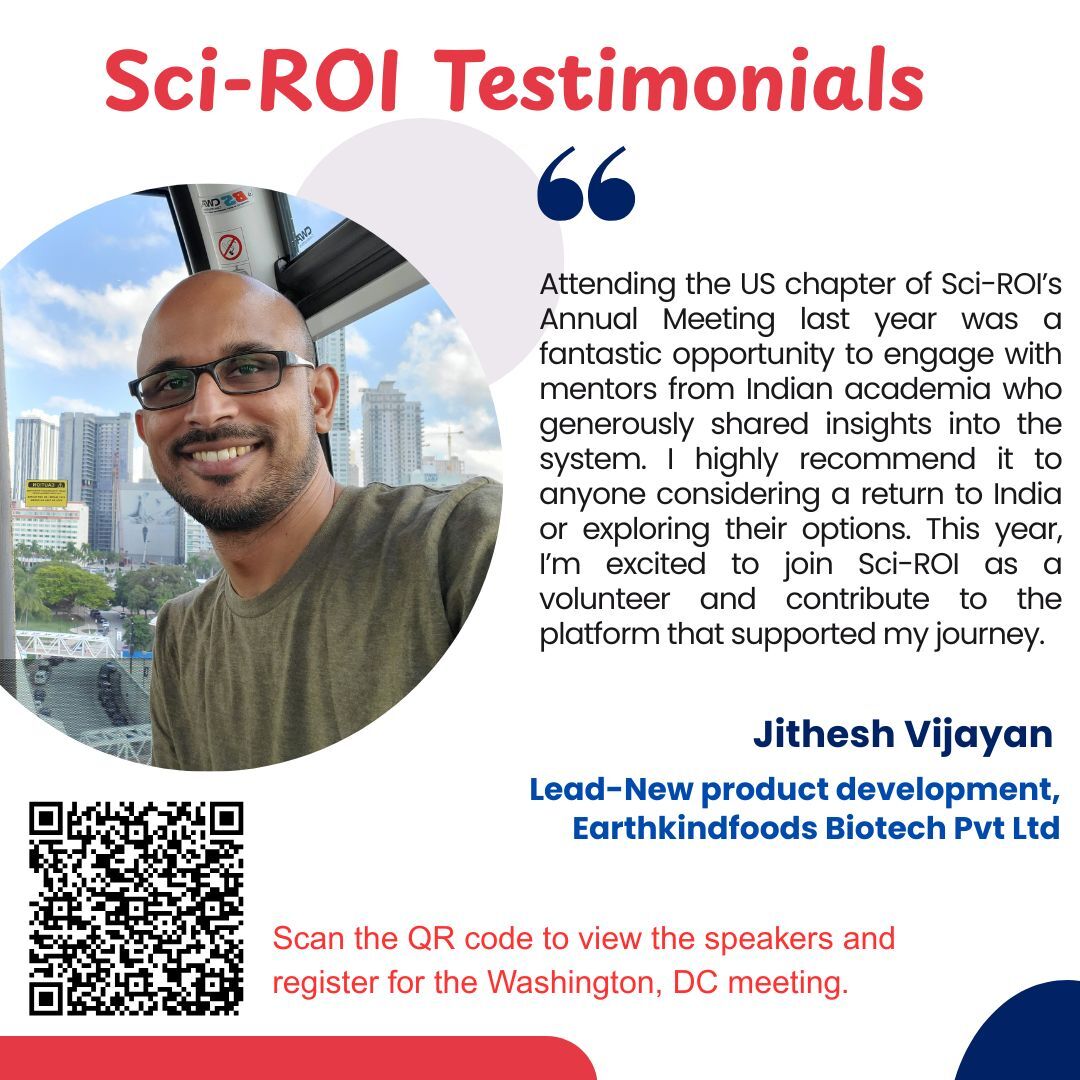 Sci_ROI's tweet image. Join the Sci-ROI Global Annual Meeting 2025 in Washington, DC or Vienna — your gateway to connect with Indian academic institutions, funding agencies, and industry leaders.
Register now: sites.google.com/view/sci-roi-g…
#SciROI #SciROIGlobal #STEMIndia #ReturnToIndia #SciROIMeeting2025