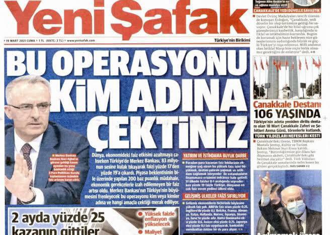 EkonomiGunce's tweet photo. Yeni Şafak bu manşeti attığı gün faizler %17’den %19’a çıkmıştı. USD 7.30’du.

Bu manşetten sonra Ağbal görevden alındı, enflasyon %80’leri, faizler %50’leri, kur 40’ları geçti. https://t.co/grffUtRW9E