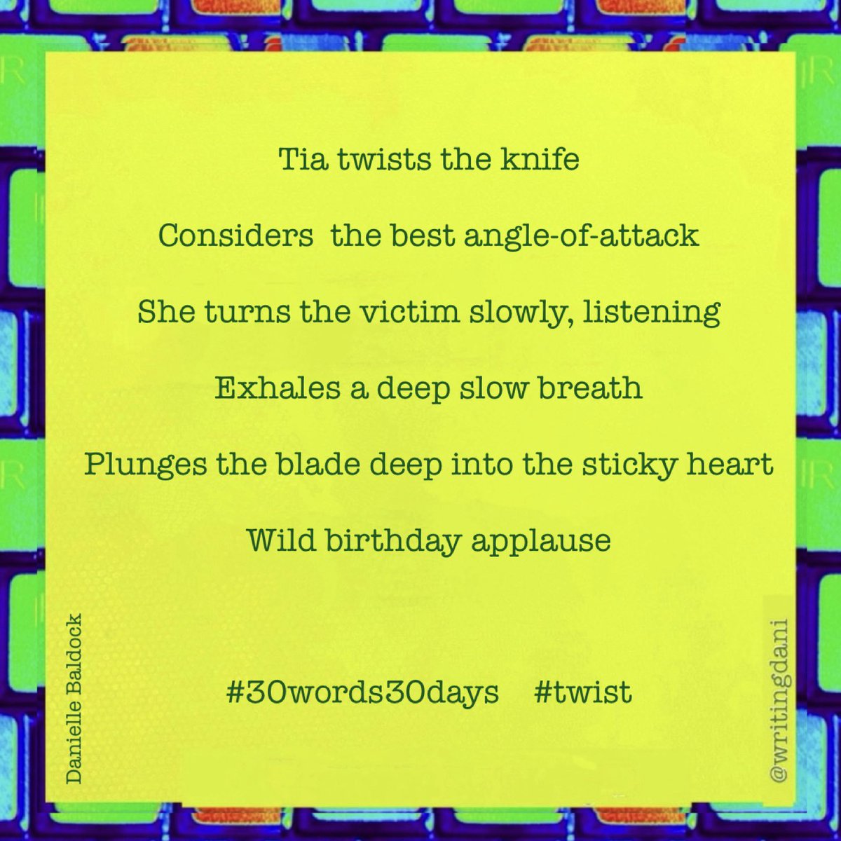 WritingDani's tweet image. #30words30days 

#Twist

Day 12 -  #catchup

✏️

#WritingCommunity #AmWriting #FlashFiction #microfiction #microlit #writing #ShortWriting #30words30dayscommunity #writingprompts #prompts #30words30daysJune2025