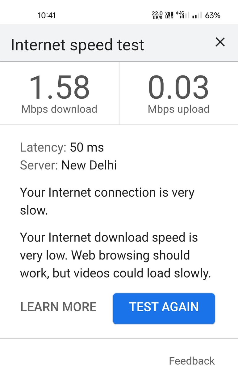 rkchoudhary020's tweet image. @JioCare शर्म करो
हर दिन शिकायत कर रहा हूँ, लेकिन न नेटवर्क सुधरा न कोई जवाब आया। पहले 5G पर 320 Mbps की स्पीड थी, अब 4G पर 2 Mbps भी नहीं मिल रही। क्या यही है आपकी सेवा?
👉 10-12 दिन से परेशान हूँ
📍चांदी, राजस्थान – 341319
@TRAI
#JioSlowInternet #JioCareFail #JioFraud